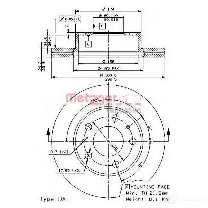 Тормозной диск METZGER 24534e AM08B 9S 1423328236 8020584245347