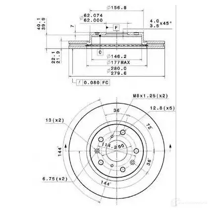 Тормозной диск METZGER 25109e A0NO U 1423328301 8020584251096