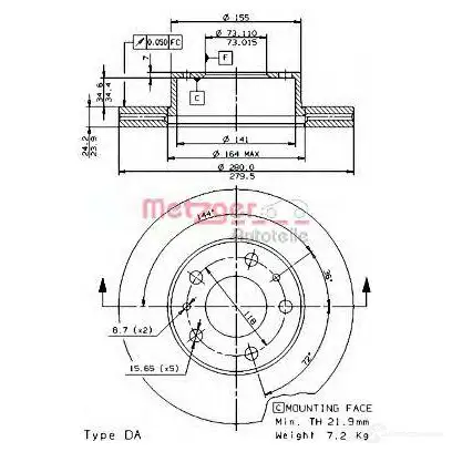 Тормозной диск METZGER 24535e 1423328237 JK60 M 8020584245354