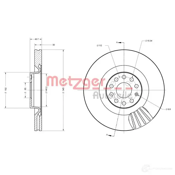 Тормозной диск METZGER 4250032642631 1009536 6110465 0C0 I9 - Изображение 1