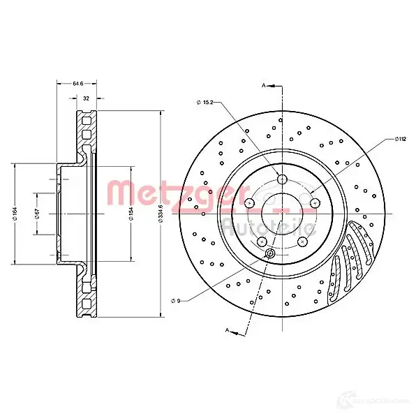 Тормозной диск METZGER 6110233 4250032640316 RP1WX U 1009343 изображение 0