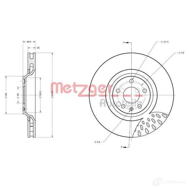 Тормозной диск METZGER M8VC P 6110631 4250032644291 1009670 изображение 0