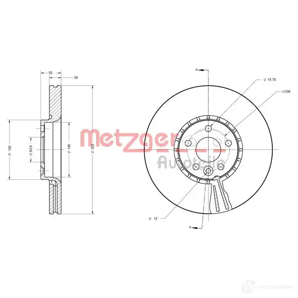 Тормозной диск METZGER 6110575 4250032643737 1009624 RRV60R R - Изображение 1