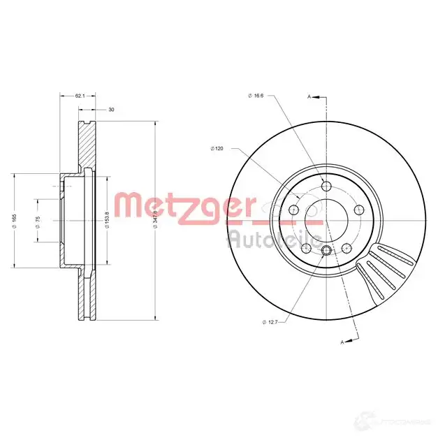 Тормозной диск METZGER 1009611 6110555 4250032643539 UJX 6A - Изображение 1
