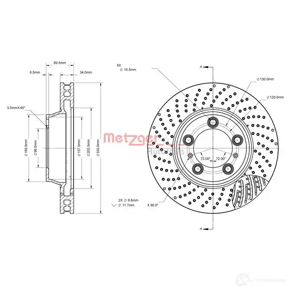 Тормозной диск METZGER 8Y 5ZCK 6110881 1437618175 изображение 1