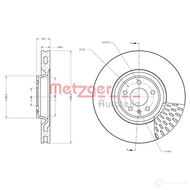 Тормозной диск METZGER 7K CA9JB 6110714 1009740 4250032645120 - Изображение 1