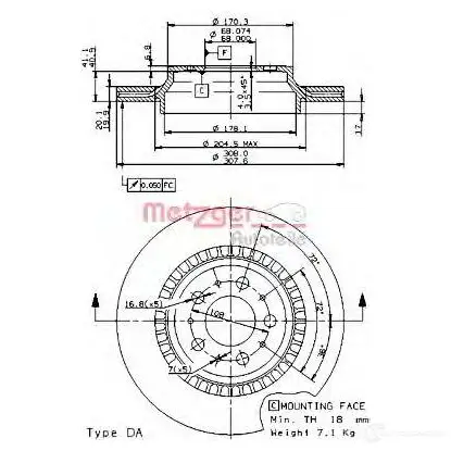 Тормозной диск METZGER 8020584026335 24976v O6 8QX 1423328286 изображение 0