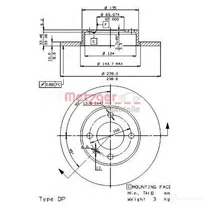 Тормозной диск METZGER 16400e 8020584164006 1423328189 6 VM1YY изображение 0