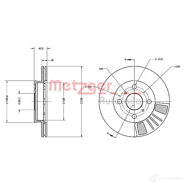 Тормозной диск METZGER 1009378 6110269 4250032640675 BLAR HN - Изображение 1
