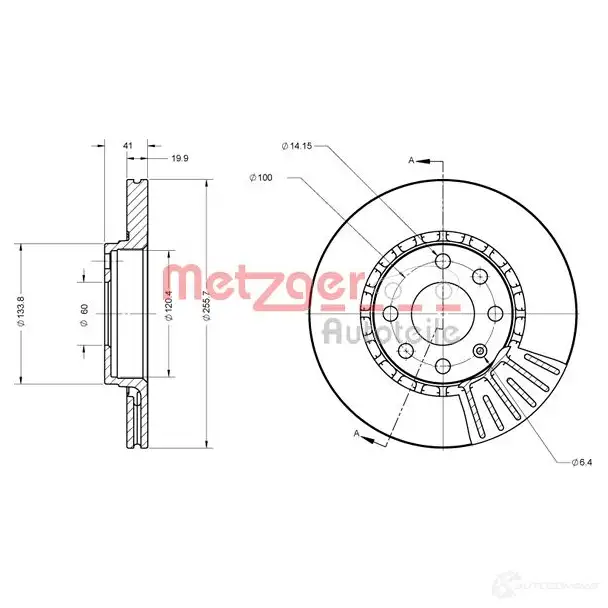 Тормозной диск METZGER 4250032641344 6110336 1009435 KCPD UO изображение 0