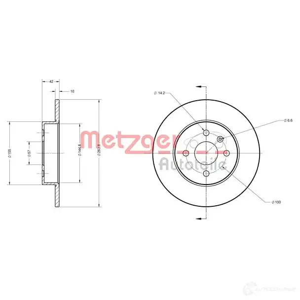 Тормозной диск METZGER 1009301 WP GP0 6110192 4250032639907 - Изображение 1