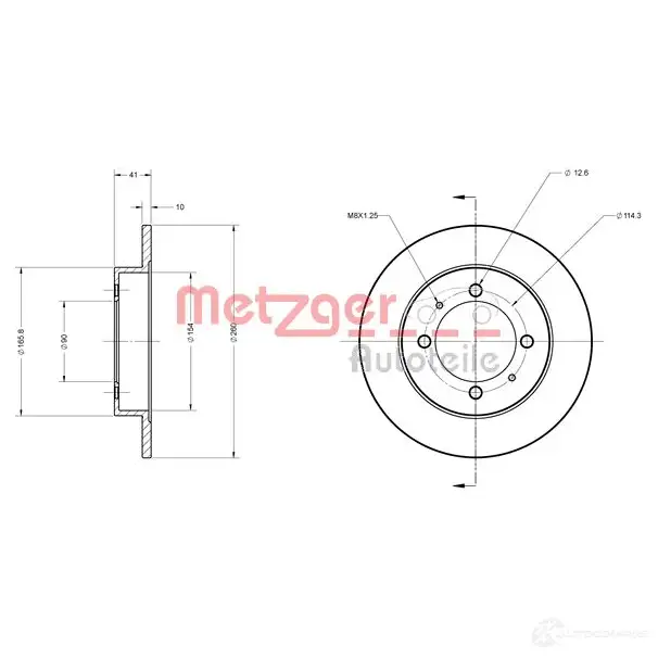 Тормозной диск METZGER LE H1V 4250032639846 1009295 6110186 изображение 0