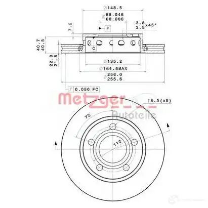 Тормозной диск METZGER 1004328 8027 0A 25150v 8020584019009 изображение 0