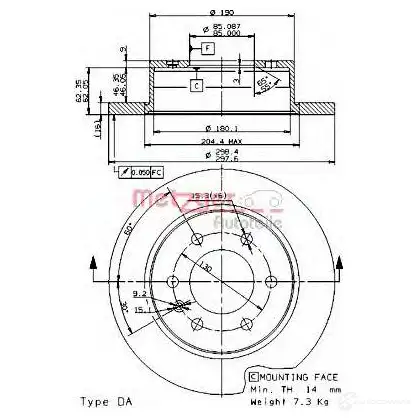 Тормозной диск METZGER ZUV NPR 997705 14908e 8020584149089