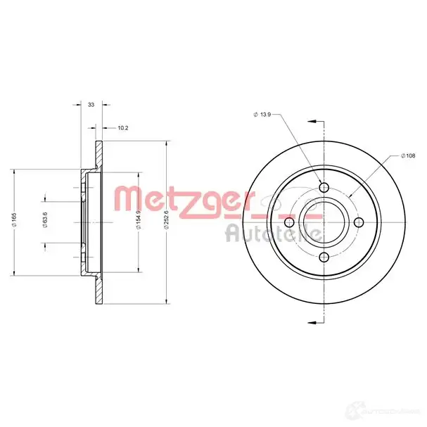 Тормозной диск METZGER 997658 14331e 8020584143315 221R VP изображение 0