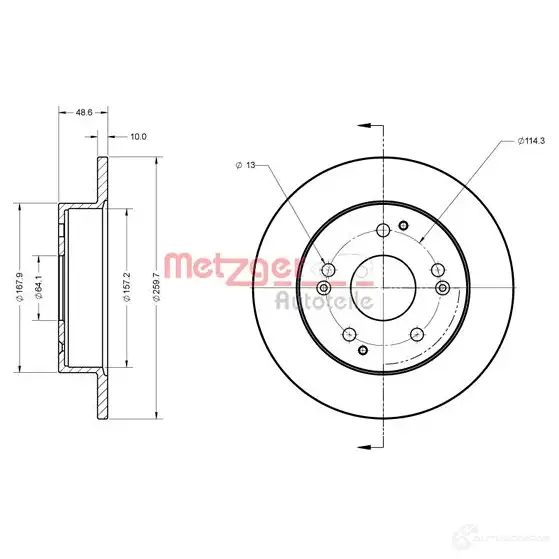 Тормозной диск METZGER 6110856 2 YBOP 1437614163 изображение 1