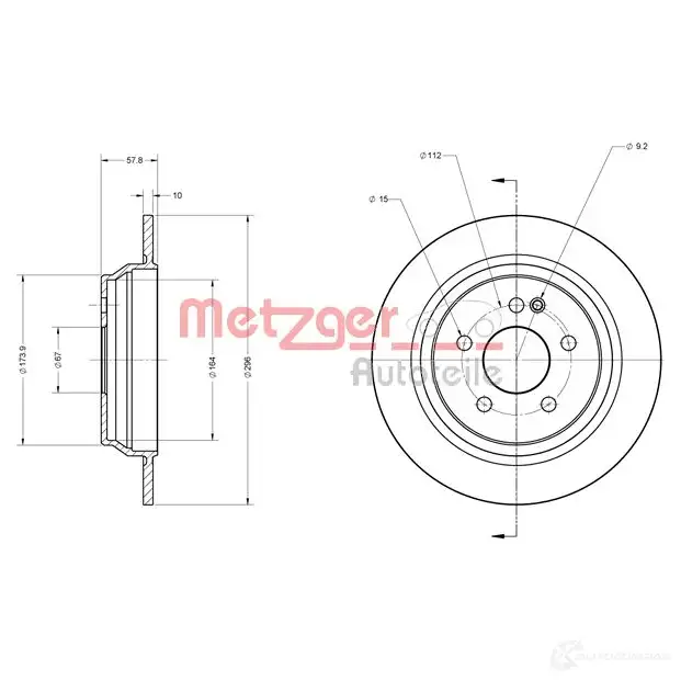 Тормозной диск METZGER 1009237 4250032639242 S7F Q6EK 6110126 изображение 0