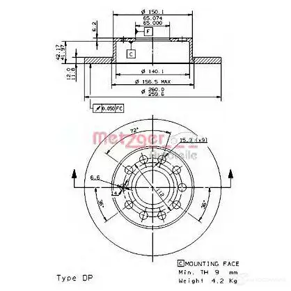 Тормозной диск METZGER I SVSD 14852v 997693 8020584023013