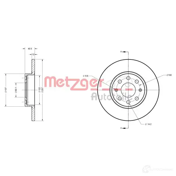 Тормозной диск METZGER 1009356 6110246 4250032640446 5CJ HPW изображение 0