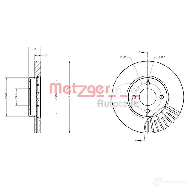 Тормозной диск METZGER 8THT6 6 6110680 1009708 4250032644789 изображение 0