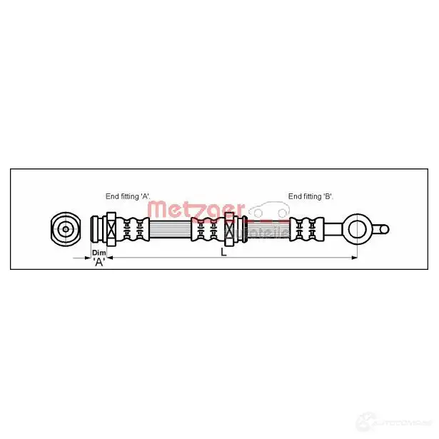 Тормозной шланг METZGER WV D7IT 4250032565343 4113302 1005355 изображение 0