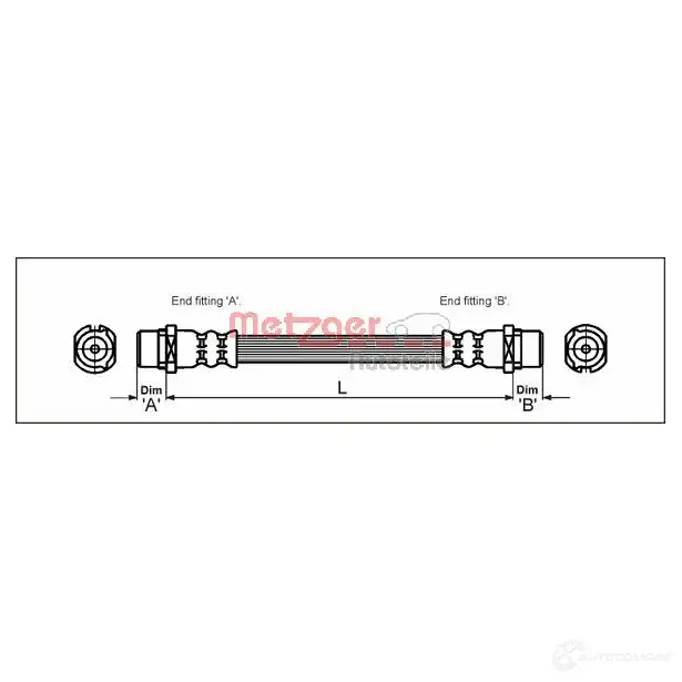 Тормозной шланг METZGER 4250032565077 G1S A2K 4112824 1005323