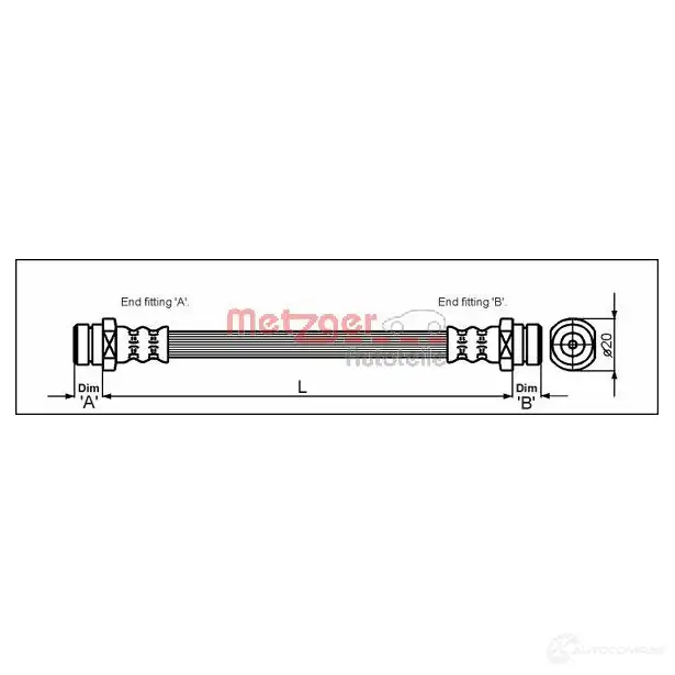 Тормозной шланг METZGER 4250032604608 4113310 32A72K T 1005359