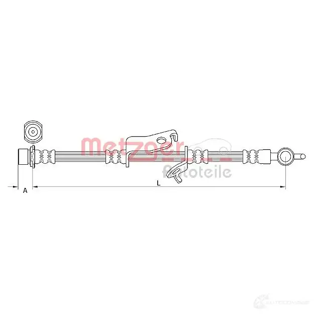 Тормозной шланг METZGER 1005036 4250032659653 S9C 2H 4110972 изображение 0