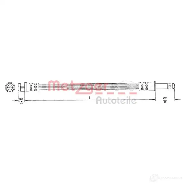 Тормозной шланг METZGER 4110363 XAZ9 V6M 4250032647414 1004751