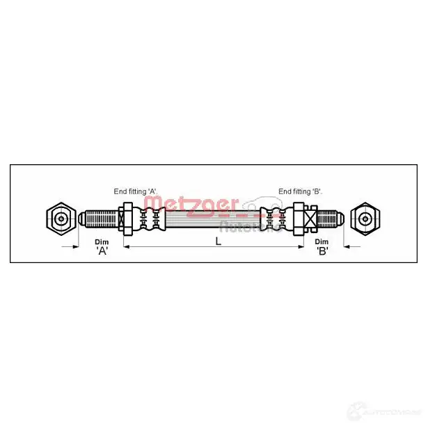 Тормозной шланг METZGER 8K JCWV0 4114680 1005443 4250032566067 изображение 0