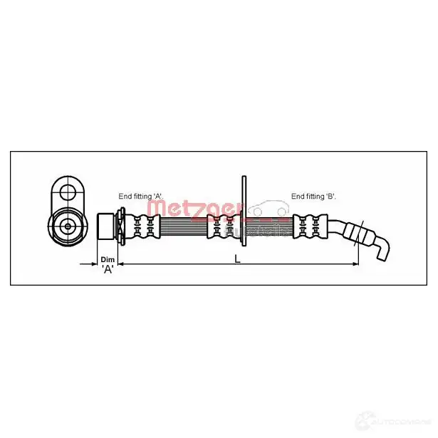 Тормозной шланг METZGER 4111427 5U QSX 1005171 4250032604264 изображение 0