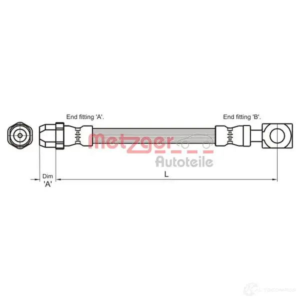 Тормозной шланг METZGER W 39Z3 1005175 4111436 4250032563936