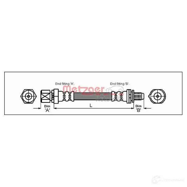 Тормозной шланг METZGER 1005457 U ROH07 4250032566180 4114730 изображение 0