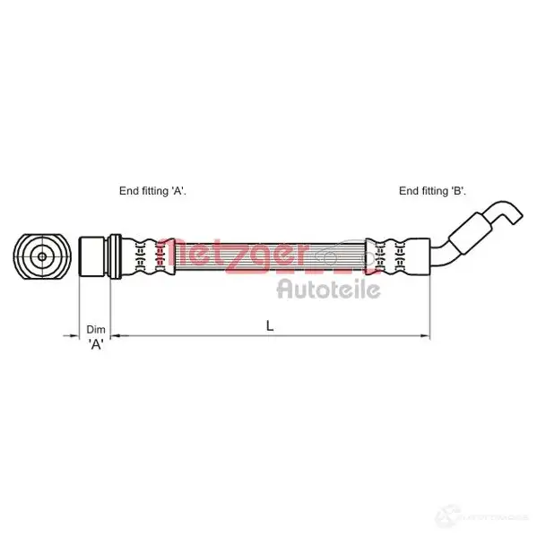 Тормозной шланг METZGER 4250032560607 1004585 RX A7L 4110033