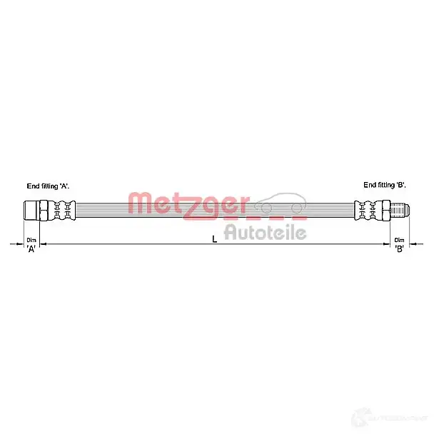 Тормозной шланг METZGER 4250032561369 1 9U4YKG 4110257 1004693
