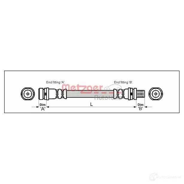 Тормозной шланг METZGER 1005277 VF B22S 4112506 4250032564759