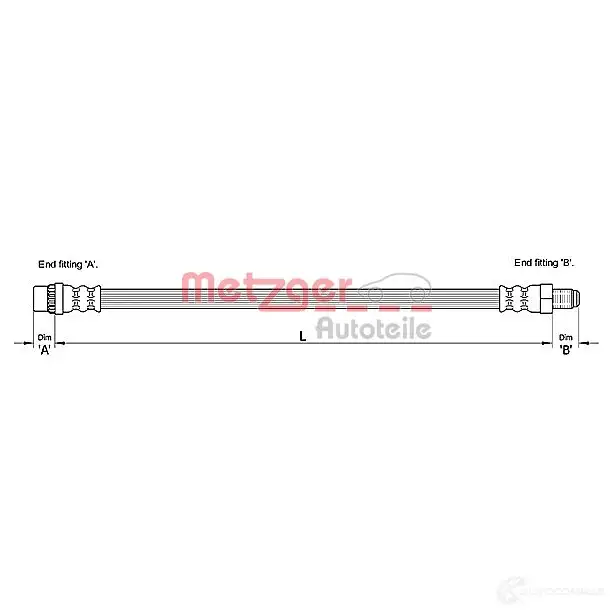 Тормозной шланг METZGER 1004697 4110263 4250032561406 RDO4HO A изображение 0