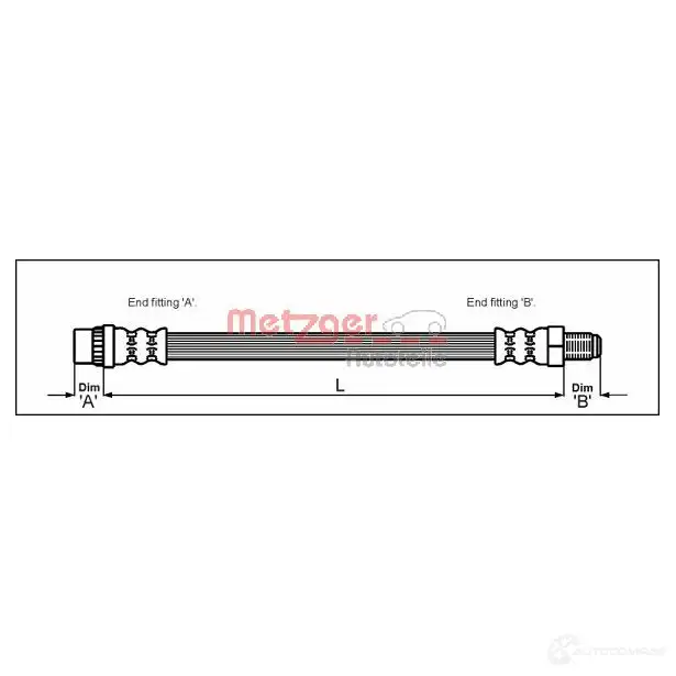 Тормозной шланг METZGER 4114655 4250032565923 1005428 DI S87T изображение 0