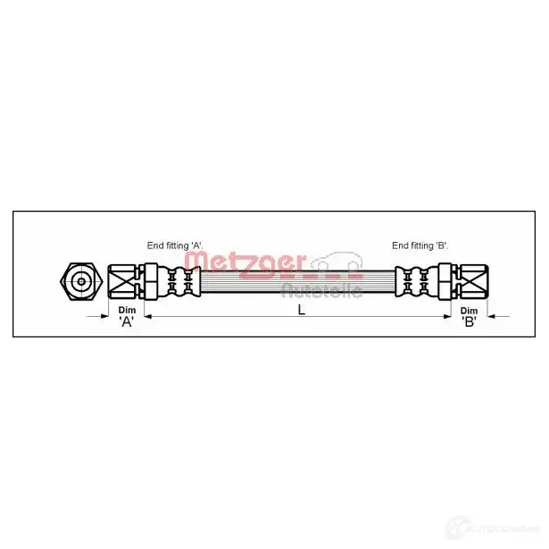 Тормозной шланг METZGER 1004865 B4 9C6 4110601 4250032604219