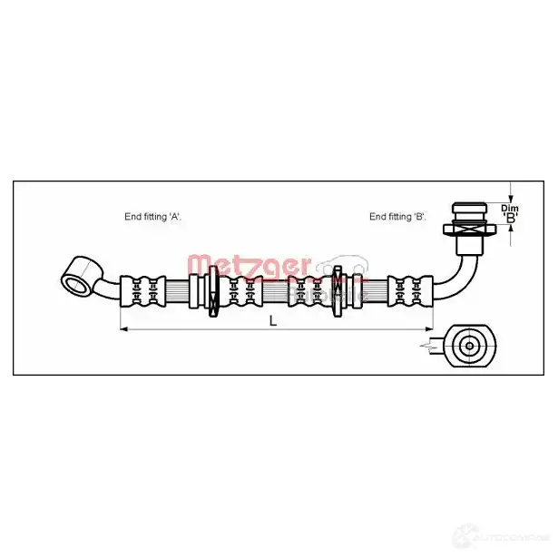 Тормозной шланг METZGER 4250032560713 79 ZZT 1004600 4110071 изображение 0