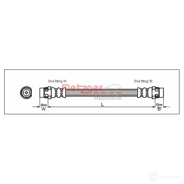Тормозной шланг METZGER 4111166 1005134 J 9SAK7 4250032563837 изображение 0