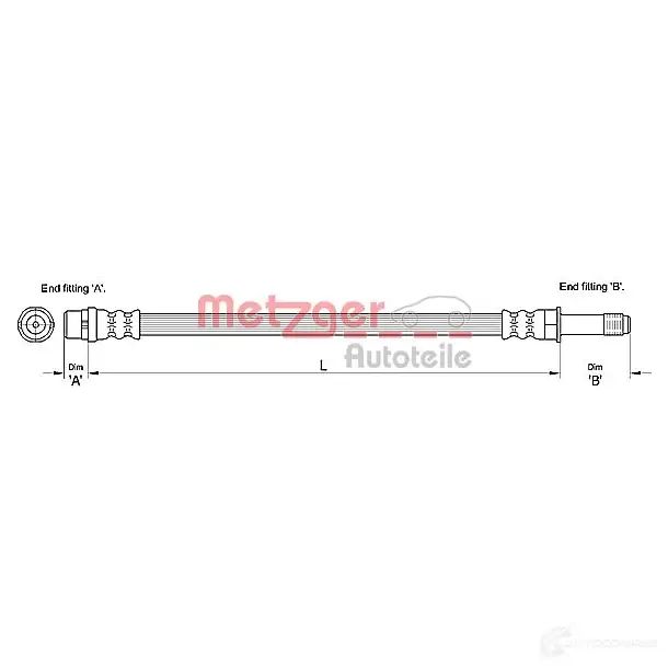 Тормозной шланг METZGER YBR7K N3 4110279 4250032561529 1004710 изображение 0