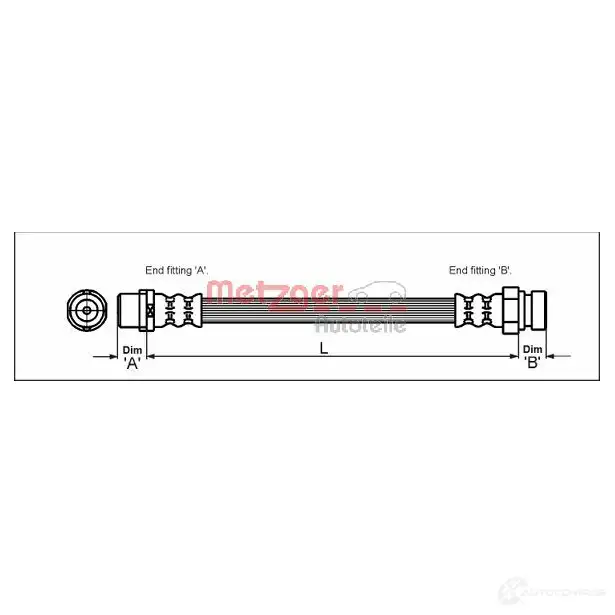 Тормозной шланг METZGER 4250032561819 1004744 LP4TO YM 4110348 изображение 0