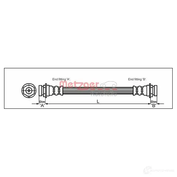Тормозной шланг METZGER 4114754 1005469 Y49YP QN 4250032566289