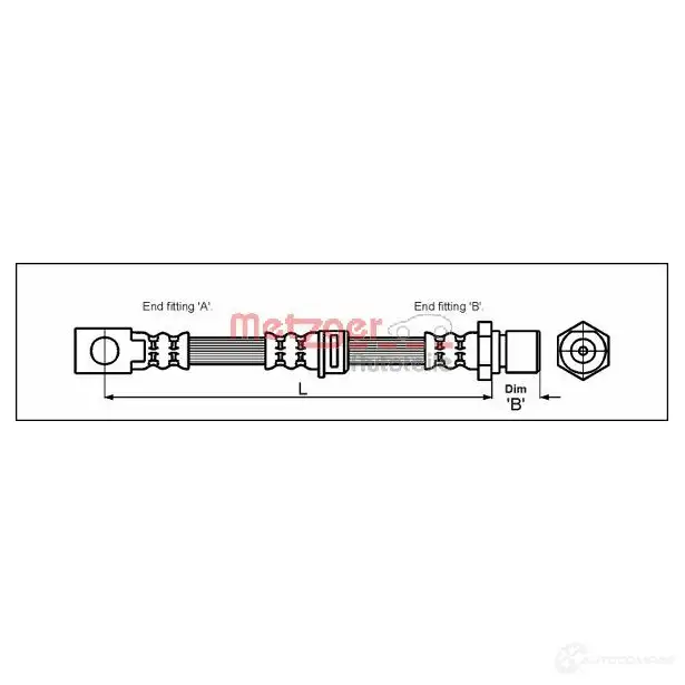 Тормозной шланг METZGER 4250032566302 1YQB H 1005471 4114758