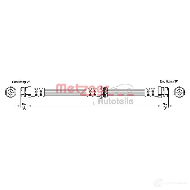 Тормозной шланг METZGER 4250032561291 3KYA0 QJ 4110248 1004686