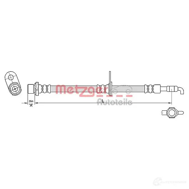 Тормозной шланг METZGER 4250032561581 NWG N16 1004715 4110285