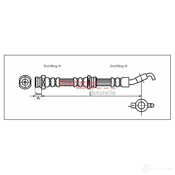 Тормозной шланг METZGER 4250032604455 U1B 57 1005254 4112267 изображение 0