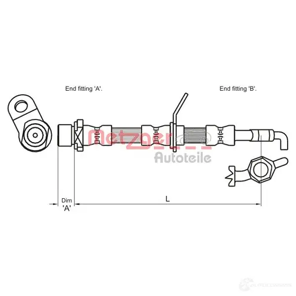 Тормозной шланг METZGER 1004584 4A ODM1 4110032 4250032560591 изображение 0