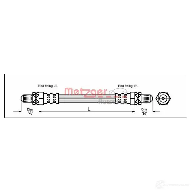 Тормозной шланг METZGER 4250032564285 1005223 4112105 24C2 9